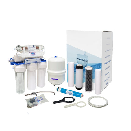 Aquafilter 7 Stage Reverse Osmosis System with Mineralizing Cartridge (Pumped Version) Residential RO System Aquafilter