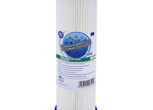 Aquafilter FCCEL10 10 micron multi- use polyester fabric pleated sediment cartridge - GroAqua
