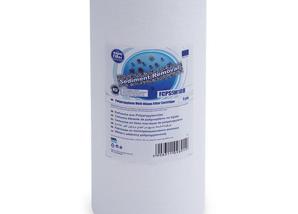 Aquafilter FCPS50M10B 50 micron Big Blue melt-blown PP sediment filter cartridge 10" - GroAqua