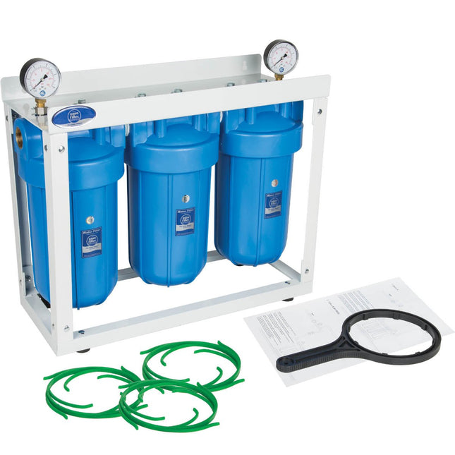 Aquafilter HHBB10B 10" Big Blue BB 3-Stage Whole House Water Filter System Housing Big Blue Whole House System Aquafilter